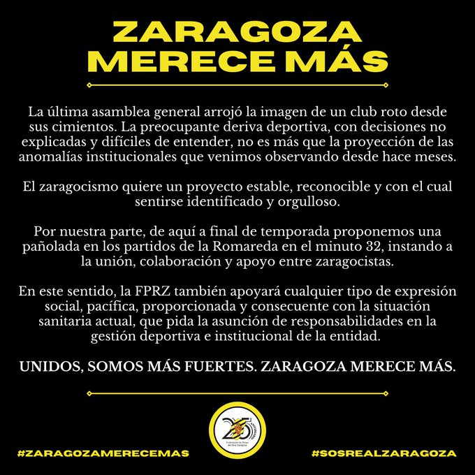 La Federación de Peñas se une a la iniciativa «Zaragoza merece más»
